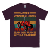 Plum never underestimate an old man with a tractor retro vintage Classic Tee - artisFamous