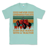 Seafoam never underestimate an old man with a tractor retro vintage Classic Tee - artisFamous