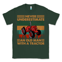 Sports Green never underestimate an old man with a tractor retro vintage Classic Tee - artisFamous