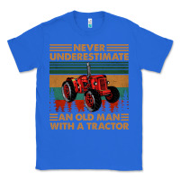 True Royal never underestimate an old man with a tractor retro vintage Classic Tee - artisFamous