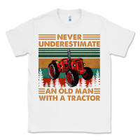 Never Underestimate An Old Man With A Tractor Retro Vintage Classic Tee | Teevron
