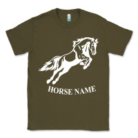Army Green Personalised Horse Printed Equestrian Riding Cob Jumping Rider Horse Classic Tee - artisFamous