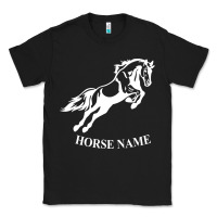 Black Personalised Horse Printed Equestrian Riding Cob Jumping Rider Horse Classic Tee - artisFamous