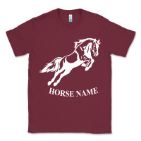 Burgundy Personalised Horse Printed Equestrian Riding Cob Jumping Rider Horse Classic Tee - artisFamous