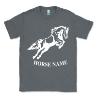 Charcoal Heather Personalised Horse Printed Equestrian Riding Cob Jumping Rider Horse Classic Tee - artisFamous