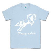 Dusty Blue Personalised Horse Printed Equestrian Riding Cob Jumping Rider Horse Classic Tee - artisFamous