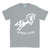 Heather Grey Personalised Horse Printed Equestrian Riding Cob Jumping Rider Horse Classic Tee - artisFamous