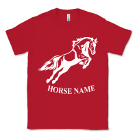 Red Personalised Horse Printed Equestrian Riding Cob Jumping Rider Horse Classic Tee - artisFamous