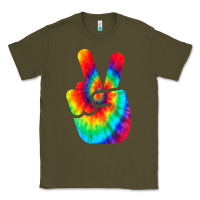 Army Green cool peace hand tie dye t shirt for boys and girls Classic Tee - artisFamous
