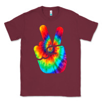 Burgundy cool peace hand tie dye t shirt for boys and girls Classic Tee - artisFamous