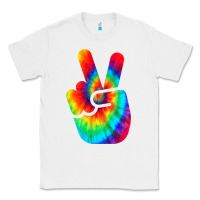 White cool peace hand tie dye t shirt for boys and girls Classic Tee - artisFamous
