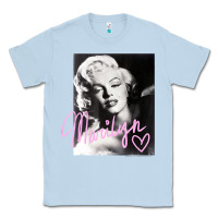 Dusty Blue monroe black and white pink handwriting t shirt Classic Tee - artisFamous