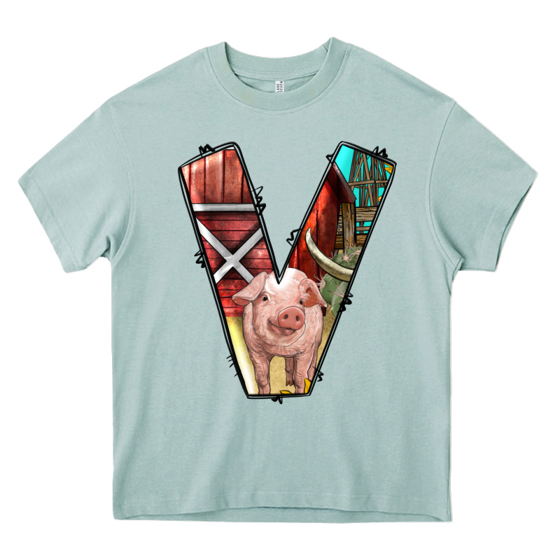 Farm Life Alphabet Lowercase Letters V Heavy Core Tee by BundleAndBundleShop | Teevron
