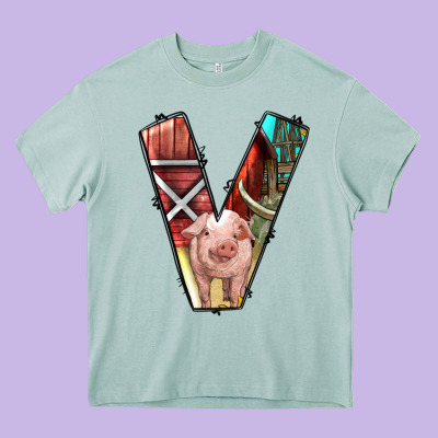 Farm Life Alphabet Lowercase Letters V Heavy Core Tee Designed By Bundleandbundleshop