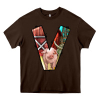 Chocolate Brown farm life alphabet lowercase letters v Heavy Core Tee - BundleAndBundleShop