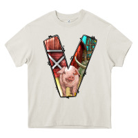 Cream farm life alphabet lowercase letters v Heavy Core Tee - BundleAndBundleShop
