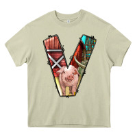 Mossy farm life alphabet lowercase letters v Heavy Core Tee - BundleAndBundleShop