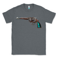 Charcoal Heather Revolver Handgun Classic Tee - artisFamous