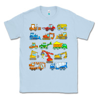 Dusty Blue construction excavator shirt for boys girls men and women t shirt Classic Tee - artisFamous