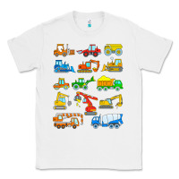 White construction excavator shirt for boys girls men and women t shirt Classic Tee - artisFamous