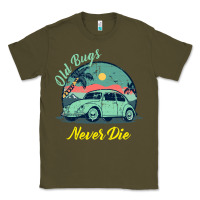 Army Green Vintage Funny Beetle Bug Distressed Classic Cars Old Bugs Never Die Classic Tee - artisFamous