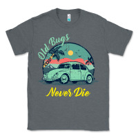 Charcoal Heather Vintage Funny Beetle Bug Distressed Classic Cars Old Bugs Never Die Classic Tee - artisFamous