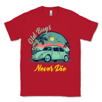 Red Vintage Funny Beetle Bug Distressed Classic Cars Old Bugs Never Die Classic Tee - artisFamous