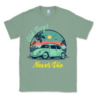 Sage Vintage Funny Beetle Bug Distressed Classic Cars Old Bugs Never Die Classic Tee - artisFamous