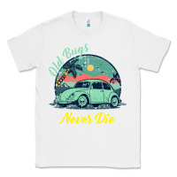 White Vintage Funny Beetle Bug Distressed Classic Cars Old Bugs Never Die Classic Tee - artisFamous