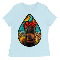 Baby Blue doberman Ladies Tee - Artiststas