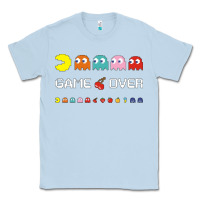 Dusty Blue cool retro 80s pacman ghosts video games Classic Tee - artisFamous
