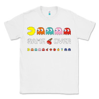 White cool retro 80s pacman ghosts video games Classic Tee - artisFamous