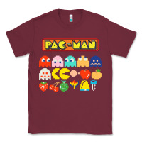 Burgundy 80s pacman ghosts video games Classic Tee - artisFamous