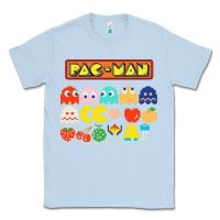 Dusty Blue 80s pacman ghosts video games Classic Tee - artisFamous