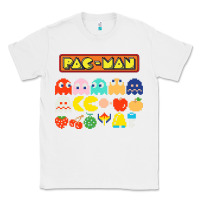 White 80s pacman ghosts video games Classic Tee - artisFamous