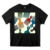 Black afro combs seamless patterns Heavy Core Tee - BundleAndBundleShop