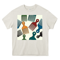 Cream afro combs seamless patterns Heavy Core Tee - BundleAndBundleShop