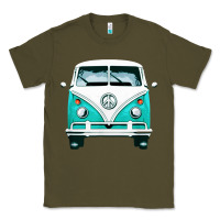 Army Green hippie surf van Classic Tee - artisFamous