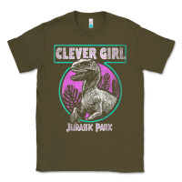 Army Green distressed teal raptor clever girl t shirt Classic Tee - artisFamous