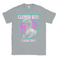 Heather Grey distressed teal raptor clever girl t shirt Classic Tee - artisFamous