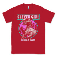 Red distressed teal raptor clever girl t shirt Classic Tee - artisFamous