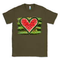 Army Green Watermelon Heart Classic Tee - artisFamous
