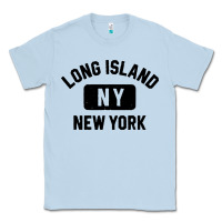 Dusty Blue long island ny gym style distressed amber print Classic Tee - artisFamous