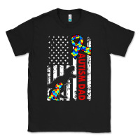 Mens Distressed Dinosaur Autism Dad Usa Flag Classic Tee | Teevron