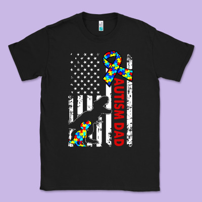 Mens Distressed Dinosaur Autism Dad Usa Flag Classic Tee Designed By Artisfamous