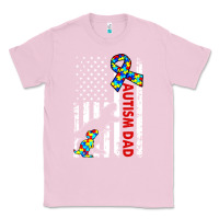 Bubblegum Pink mens distressed dinosaur autism dad usa flag Classic Tee - artisFamous