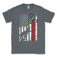 Charcoal Heather mens distressed dinosaur autism dad usa flag Classic Tee - artisFamous