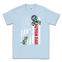 Dusty Blue mens distressed dinosaur autism dad usa flag Classic Tee - artisFamous