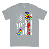 Heather Grey mens distressed dinosaur autism dad usa flag Classic Tee - artisFamous