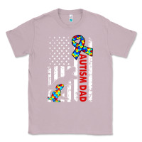 Lilac mens distressed dinosaur autism dad usa flag Classic Tee - artisFamous